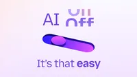 “AI off” above a purple toggle switched to the left. Below it: “It’s that easy.”
