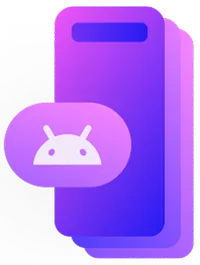 Illustration of an Android mobile device with the Android logo.