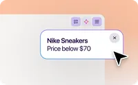 Illustration of Smart Window with a notification showing 'Nike Sneakers' Price below $70