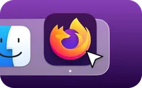 Mauszeiger auf dem Firefox-Symbol im macOS-Dock neben dem Finder.