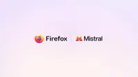 Logos de Firefox et de Mistral côte à côte sur un fond pastel.