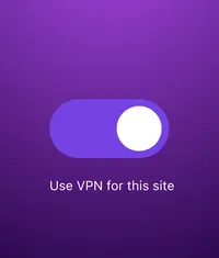Toggle switch on a purple background with the text “Use VPN for this site.”