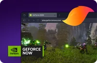 Illustration of NVIDIA GeForce NOW cloud gaming running in Firefox, with gameplay displayed in the browser.