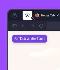 Illustration einer Browseroberfläche mit einer angehefteten Registerkarte in Firefox.