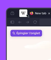 Illustration d’une interface de navigateur avec un onglet épinglé dans Firefox.