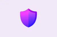 A pink and purple shield on a light lavender background.