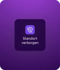 Symbol für „Standort verborgen“ auf violettem Hintergrund.