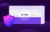 Interface du navigateur Firefox avec le VPN activé, accompagnée d’un bouclier symbolisant la protection