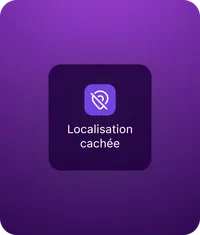 Icône indiquant « Localisation cachée » sur fond violet.