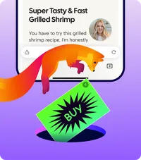 Kit, the Firefox mascot, removes an ad from a recipe page displayed on an iPhone.