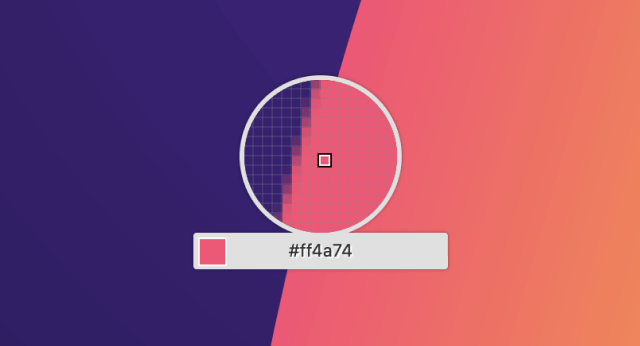 Instantaneo del utensile contaguttas in Firefox monstrante le valor de color hexadecimal valor de un singule pixel sur un pagina web.