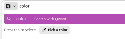 Screenshot of the Pick Color quick action being triggered from the address bar