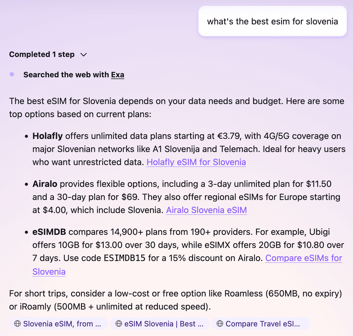 Screenshot of Smart Window Exa citations