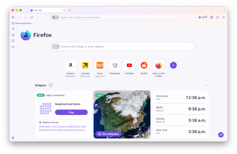 Screenshot of Firefox visual refresh