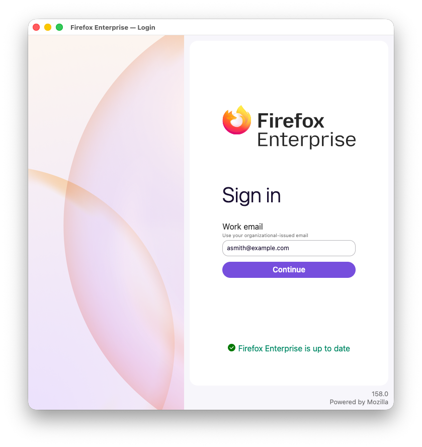 Firefox Enterprise launcher at the login screen